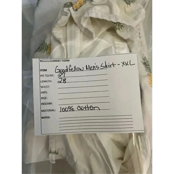 Goodfellow Men’s White Short Sleeve Button Front Pineapple Print Shirt Sz XXL - Picture 7 of 7